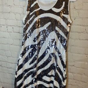 Sequin Zebra Print Mini Dress
